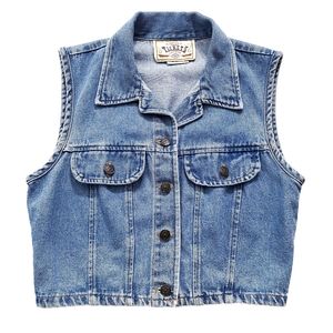 Vintage Cropped Jean Jacket Denim Vest Size 3/4